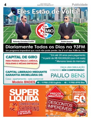 4 PublicidadeJornal Correio do Sul
Quarta-Feira, 23 de Agosto de 2017
 