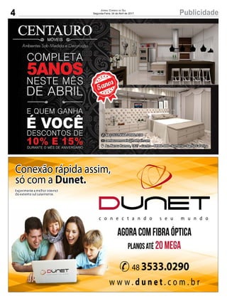 4 PublicidadeJornal Correio do Sul
Segunda-Feira, 24 de Abril de 2017
 