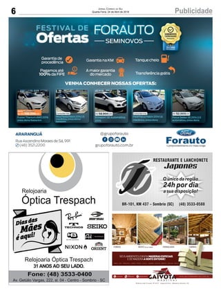 6 PublicidadeJornal Correio do Sul
Quarta-Feira, 24 de Abril de 2018
 