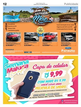12 PublicidadeJornal Correio do Sul
Quinta-Feira, 24 de Maio de 2018
 