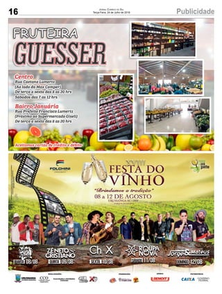 16 PublicidadeJornal Correio do Sul
Terça-Feira, 24 de Julho de 2018
 