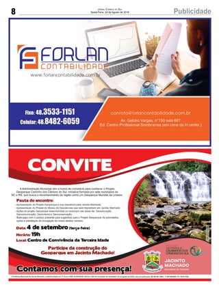 8 PublicidadeJornal Correio do Sul
Sexta-Feira, 24 de Agosto de 2018
 