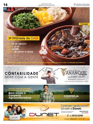 14 PublicidadeJornal Correio do Sul
Quarta-Feira, 25 de Julho de 2018
 