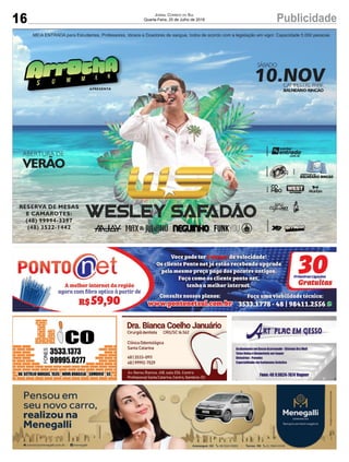 16 PublicidadeJornal Correio do Sul
Quarta-Feira, 25 de Julho de 2018
 