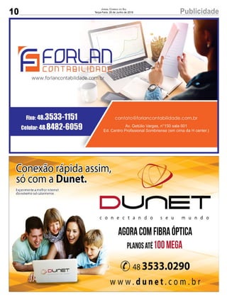 10 PublicidadeJornal Correio do Sul
Terça-Feira, 26 de Junho de 2018
 