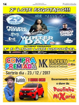 14 PublicidadeJornal Correio do Sul
Quarta-Feira, 26 de Julho de 2017
 