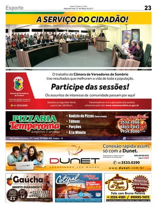 23Esporte Jornal Correio do Sul
Segunda-Feira, 27 de Março de 2017
 