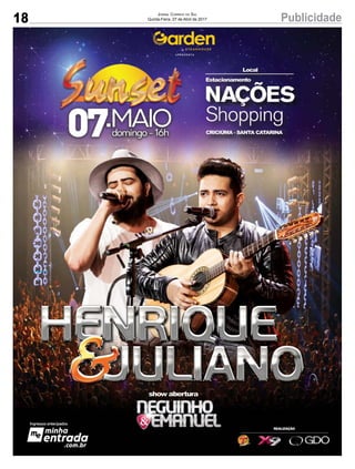 18 PublicidadeJornal Correio do Sul
Quinta-Feira, 27 de Abril de 2017
 