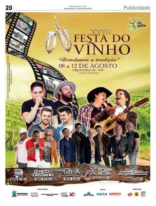 20 PublicidadeJornal Correio do Sul
Quarta-Feira, 27 de Junho de 2018
 