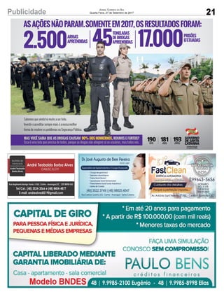 21Publicidade JORNAL CORREIO DO SUL
Quarta-Feira, 27 de Setembro de 2017
 