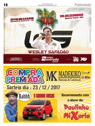 18 PublicidadeJornal Correio do Sul
Quarta-Feira, 27 de Dezembro de 2017
 