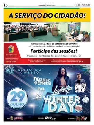 16 PublicidadeJornal Correio do Sul
Quarta-Feira, 28 de Junho de 2017
 