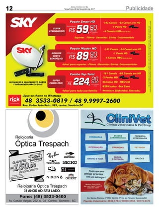 12 PublicidadeJornal Correio do Sul
Terça-Feira, 28 de Novembro de 2017
 