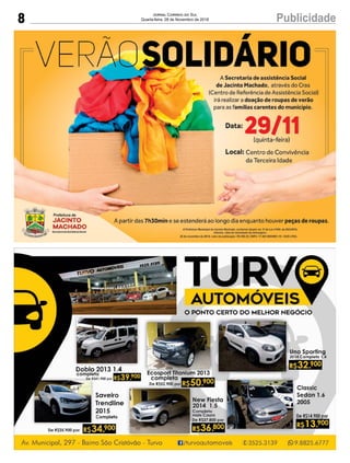 8 PublicidadeJornal Correio do Sul
Quarta-feira, 28 de Novembro de 2018
 