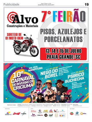 19Publicidade Jornal Correio do Sul
Quinta-Feira, 29 de Junho de 2017
 