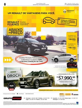 8 PublicidadeJornal Correio do Sul
Quinta-Feira, 29 de dezembro de 2016
 
