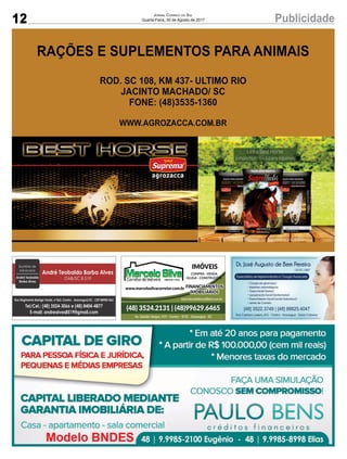 12 PublicidadeJornal Correio do Sul
Quarta-Feira, 30 de Agosto de 2017
 
