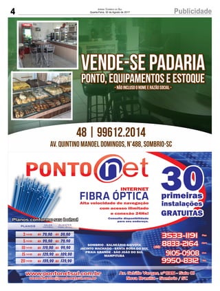 4 PublicidadeJornal Correio do Sul
Quarta-Feira, 30 de Agosto de 2017
 