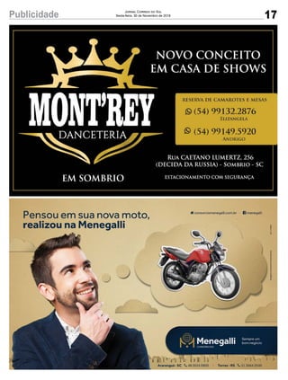 17Publicidade Jornal Correio do Sul
Sexta-feira, 30 de Novembro de 2018
 