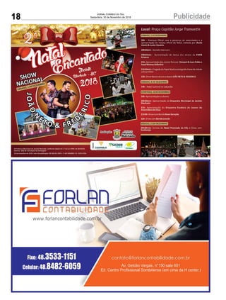 18 PublicidadeJornal Correio do Sul
Sexta-feira, 30 de Novembro de 2018
 