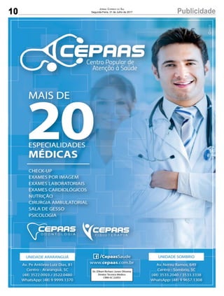 10 PublicidadeJornal Correio do Sul
Segunda-Feira, 31 de Julho de 2017
 
