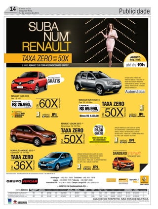 Publicidade14 CORREIO DO SUL
Segunda-feira,
12 de janeiro de 2015
 