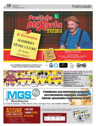 10 Correio do Sul
Terça-feira,
3 de fevereiro de 2015 Publicidade
 