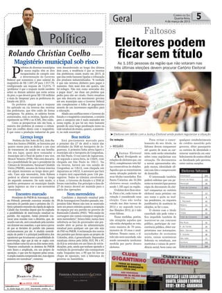 Política
Rolando Christian Coelho
Geral 5Correio do Sul
Quarta-feira,
4 de março de 2015
P
refeitos de diversos municípios
de nossa região têm se dito
incapacitados de cumprir com
a determinação do Governo
Federal que aumentou o piso salarial do
magistério de R$ 1.697,39 para 1.917,78,
configurando um reajuste de 13,01%. O
‘problema’ é que o reajuste incide também
sobre os demais salários que estão acima
do piso, o que deverá gerar R$ 150 milhões
a mais de ‘despesas’ para as prefeituras do
Estado em 2015.
Os prefeitos alegam que o reajuste
foi aplicado na via inversa das receitas
das prefeituras, que têm caído de forma
vertiginosa. Na prática, os salários foram
aumentados, mas as receitas, ligadas prin-
cipalmente ao FPM e ao ICMS, têm caído.
Como as perspectivas não são boas, a
maioria dos prefeitos já começa a vislum-
brar um conflito direto com o magistério.
É que como a produção industrial do país
Magistério municipal sob risco
vem desacelerando ao longo dos últimos
dois anos, a tendência é que as receitas
das prefeituras caiam muito em 2015, já
que elas estão bastante ligadas a tributação
dos produtos industrializados. “A verdade
é que não teremos dinheiro para pagar o
aumento. Dois mais dois são quatro, não
há milagre. Não tem como arrecadar dez
e pagar doze”, me disse um prefeito que
pediu para não ser citado. Outro ressaltou
que não descarta um movimento grevista
em seu município caso o Governo Federal
não complemente a folha de pagamento
através de um incremento específico para
a educação.
Aliado aos conflitos entre o Governo do
Estado e o magistério catarinense, o cenário
para a categoria não é nada animador em
nossa região, já que há um risco bastante
grande de uma longa paralisação tanto na
rede estadual de ensino, quanto, a posterio-
ri, na rede municipal.
Boa notícia
Está previamente marcado para
o próximo dia 27 de abril o início das
atividades da TAM no Aeroporto de Ja-
guaruna. A primeira linha aérea ligará o
município até o Aeroporto de Congonhas,
em São Paulo. O voo sairá de Jaguaruna,
de segunda a sexta-feira, às 15h05, com
chegada em São Paulo às 16h11. Na
via inversa, haverá um voo saindo de
Congonhas as 13h12, com chegada em
Jaguaruna as 14h32. A aeronave que fará
o trajeto terá capacidade para 144 pas-
sageiros. Todos os trâmites envolvendo
a Anac, o Governo do Estado e a TAM já
foram concluídos. Em princípio a data de
27 de março deverá ser mantida para o
início das operações.
Nem merendeira
Candidato a deputado estadual pelo
PR de Araranguá em Outubro passado, em-
presário Eder Matos não tem se mostrado
nem um pouco otimista quanto a ocupação
de espaços por seu partido no governo de
Raimundo Colombo (PSD). “Pelo andar da
carruagem não vamos conseguir emplacar
nem merendeira”, brinca Eder, numa clara
referência ao fato do governador não pre-
tender abrir as portas da administração
estadual para qualquer um que não seja
do PSD ou PMDB. A reclamação dos outros
dez partidos que deram apoio ao projeto de
Colombo, aliás, é generalizada. Deputados
estaduais eleitos pelo DEM, PDT, PR e PC
do B já se articulam em um bloco de reivin-
dicações, pois, ainda que tenham apoiado a
reeleição do governador não conseguiram
nada. Enquanto isto, o PP, que foi vice na
chapa de oposição, tem a liderança do
governo na Assembleia.
Eleitores podem
ficar sem título
Faltosos
As 1.165 pessoas da região que não votaram nas
três últimas eleições devem procurar Cartório Eleitoral
Licença longa
Prefeito de São João do Sul, João Ru-
bens dos Santos (PMDB), se licenciou por
quatro meses para se dedicar a um caso
de tratamento de saúde em sua família.
Em seu lugar, quem deve comandar o
município até o final de junho é seu vice,
Moacir Teixeira (PTB). Não está descarta-
da a possibilidade de que o presidente da
Câmara de Vereadores, Natanael Cândido
Vieira (PMDB), assuma de forma interina
em algum momento ao longo deste perí-
odo. Caso seja necessário, João Rubens
poderá se afastar novamente ao longo
do segundo semestre. De todo modo, o
prefeito permanece no município dando
apoio logístico ao vice e aos secretários
municipais.
Encontro marcado
Presidente do PMDB de Araranguá, Aní-
sio Prêmoli, pretende convocar reunião da
executiva do partido para o próximo dia 15.
Seráoprimeiroencontrodacúpuladasiglana
Cidade das Avenidas depois que foi cogitada
a possibilidade de intervenção estadual no
partido. Ato seguinte, Anísio pretende con-
vocar uma reunião com o diretório, que, de
acordo com ele, será consultado pela terceira
vezduranteseumandato,oqueseriaaprova
de que as decisões do partido não passam
exclusivamente por ele. A aludida centrali-
zação de poder é a principal justificativa dos
opositores que levantaram a possibilidade de
intervenção, algo que já não se cogita com
tantaênfasecomoháumoudoismesesatrás.
“Estamos conduzindo os destinos do PMDB
com lisura e amplitude, em um projeto de
oposição, o que nos foi imposto pelas urnas.
Aamplamaioriacompreendeisto,masalguns
insistem em tumultuar”, comenta.
DIVERSÃOELAZERGARANTIDOS
QUARTA,SÁBADOEDOMINGO
BR101-KM413-ARARANGUÁ
Da redação
> REGIÃO
AJustiça Eleitoral
está divulgando as
relaçõesdeeleitoresque,em
2014, completaram três fal-
tas consecutivas às eleições.
Aquelesqueseencontrarem
nessa situação poderão ter
seus títulos cancelados. Em
Santa Catarina são 55.264
eleitores nessa condição,
sendo 1.165 aqui na região.
Oeleitordeveficaraten-
to. Para a lei, cada turno de
votação é considerado uma
eleição. Caso não tenha
votado nos dois turnos de
2014 e no segundo turno
das Eleições 2012, já é tido
como faltoso.
Essas medidas, porém,
não atingirão aqueles que
não estão obrigados ao voto,
como maiores de 70 anos,
menores de 18 anos e anal-
fabetos. Nesses casos, o tí-
tulonãoserácancelado,não
sendo necessária nenhuma
medida por parte desses
eleitores.
³Eleitores em débito com a Justiça Eleitoral ainda podem regularizar a situação
Para evitar o cance-
lamento do seu título, os
faltosos devem comparecer
até quatro de maio ao car-
tório, onde serão orientados
sobre como regularizar sua
situação. Os documentos
a serem apresentados são,
pelo menos, identidade ofi-
cial com foto e comprovante
de domicílio.
O interessado também
poderá solicitar que um pa-
renteouterceiro(quepossua
cópia do documento do elei-
tor) compareça ao cartório
eleitoral mais próximo em
seu nome e quite as mul-
tas pendentes, ou requeira
justificativa de ausência às
eleições, se for o caso.
O eleitor com o título
cancelado não pode votar e
fica impedido também de
inscrever-se em concurso
público, participar de con-
corrência pública, obter em-
préstimos nas autarquias,
sociedades de economia
mista, caixas econômicas
federais ou estaduais, nos
institutos e caixas de previ-
dência social, bem como em
qualquer estabelecimento
de crédito mantido pelo
governo, obter passaporte
ou carteira de identidade e
renovar matrícula em esta-
belecimentodeensinooficial
ou fiscalizado pelo governo,
entre outras sanções.
Araranguá 503
Arroio do Silva 121
Maracajá 29
Total da Comarca 653
Morro Grande 13
Ermo 8
J. Machado 43
Meleiro 23
Turvo 66
Timbé 15
Total da Comarca 168
Sta Rosa 32
P. de Torres 34
Baln. Gaivota 70
P. Grande 30
São João 15
Sombrio 163
Total da Comarca 344
-------------------------------
----------------------------------
Eleitores faltosos:
 