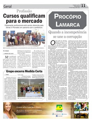 > ERMO
Terminou com um co-
quetel, bastante saudável,
claro, o primeiro grupo do
programaSaúdenaMedida
Certa organizado pela Se-
cretariadeSaúdedeErmo.
Antesdesedespedir,ospar-
ticipantesresponderamum
questionário com relação a
todo o conteúdo ministrado
durante aos encontros e
receberamumcertificadode
participação do programa.
Aconstataçãonoencer-
ramento foi de que aqueles
que se esforçaram atingi-
ram os objetivos propostos,
comoperdadepesoemelho-
ria da saúde.
O grupo foi acompa-
nhado pela psicóloga Karina
Cândido,nutricionistaBru-
naGrechieafisioterapeuta
Bárbara Rovaris De Luca.
Geral 11Correio do Sul
Terça-feira,
17 de março de 2015
Preparação profissional está sendo oferecida pelo
Senac e Pronatec em parceria com a prefeitura
Da redação
Profissão
> ARROIO DO SILVA
Mais qualificação
e oportunidade
para entrar no mercado
de trabalho. É isso o que
propõem os cursos ofere-
cidos pelo Senac através
do programa Pronatec
Social em parceria com a
prefeitura e o Centro de
Cursos qualificam
para o mercado
Referência de Assistência
Social (Cras) de Balneário
Arroio do Silva.
Na última semana a
turma do curso de auxi-
liar administrativo, que
iniciou em 2014, recebeu
o certificado de conclusão.
A formatura foi realiza-
da nas dependências do
Cras, onde foi feita uma
confraternização entre os
21 alunos.
Grupo encerra Medida Certa
³Formandos comemoram o encerramento do curso de auxiliar administrativo
³Participantes encerraram encontros semanais
De acordo com a res-
ponsável pelo Pronatec no
município, Clarice Madei-
ra, há ainda um curso em
andamento: o de Agente
Comunitário, que deve
ser concluído no mês de
abril. Os cursos que serão
oferecidos no ano de 2015
devem ser confirmados no
final deste mês. Maiores
informações pelo telefone:
3526-0634.
Quando a incompetência
se une a corrupção
ProcóPio
Lamarca
O
país está se desinte-
grando porque o PT
conseguiu reunir em
si, ao mesmo tempo,
duas ameaças terríveis a qualquer
desenvolvimento: a corrupção e a
incompetência.
Este ano, a presidente Dilma
Roussef lançou como tema de go-
verno ‘Pátria Educadora’, depois
convidou Cid Gomes para ministro
da Educação. Além do slogan pom-
poso e do ministro lamentável, nem
uma única ação foi apresentada que
possa realmente fazer diferença para
tirar a educação brasileira do buraco
onde se encontra. Pelo contrário, foi
cortado orçamento e mudadas as
regras do Prouni.
Pois bem, dou de graça ao Go-
verno Federal um roteiro que pode
ajudar a melhorar não só a qualidade
da educação, mas vários setores
públicos e privados. Para segui-lo é
preciso coragem, porque faz-se ne-
cessário vencer o corporativismo e o
atraso dos sindicatos de professores
e parar de fazer politicagem com
órgãos públicos. Mas vale a pena.E
aí “dona Dilma” , está disposta a com-
prar essa boa briga? Então comece
dando um choque de meritocracia na
educação. Mérito é premiar professo-
res por resultados, não por tempo de
serviço ou por apresentar certificados
de cursos ruins feitos apenas para
ganhar mais dinheiro.
É preciso ampliar o ensino téc-
nico. É ele que vai dar condições ao
aluno de classe mais baixa entrar
no mercado de trabalho qualificado.
Quem tem qualificação ganha mais, e
quem ganha mais, tem melhores con-
dições de exercer a cidadania. Depois
ministro, faça as universidades com-
petirem por verba. Nenhuma univer-
sidade brasileira figura entre as 100
melhores do mundo. Não é surpresa.
Elas não têm incentivo para isso.
No restante do mundo, as melhores
lutam para obter financiamento. Aqui,
com ou sem desempenho, as verbas
públicas chegam religiosamente. Me-
lhorar para quê?
É fundamental também investir
na formação dos professores e de
quem forma os professores. Claro que
professor tem que conhecer as teorias
da educação e metodologias de en-
sino, mas também precisa saber ler,
escrever e interpretar, como qualquer
aluno. Vê-se nas salas de aula profes-
sores que escrevem errado, leem mal,
ou nem leem, e que não conhecem
o próprio conteúdo que lecionam.
Como passaram por um curso de
formação e ninguém percebeu isso?
Ou alguém percebeu, porém acreditou
que conhecimento não é importante,
porque a função do professor é “mudar
o mundo”?
Pode-se mudar o mundo com pla-
nejamento e uso racional dos recursos
financeiros. Dá para começar criando
um teto para os gastos públicos. O
governo faz o contrário, gasta sem
controle e depois joga a conta nas
costas da população. É ainda urgente
tornar as agências reguladoras menos
vulneráveis ao loteamento político.
Aliás, profissionalizar a gestão pública
é o pressuposto básico para qualquer
governo que realmente queira me-
lhorar. E privatizar tudo que for pos-
sível. O Estado deve ser responsável
somente por aquilo que é essencial,
como segurança e educação. Quanto
menos empresas públicas, menos
cargos para acordos políticos, menos
incompetência e menos corrupção.
A receita é simples, basta en-
contrar um partido com vontade de
torná-lo real. O PT já mostrou que não
é esse partido.
 