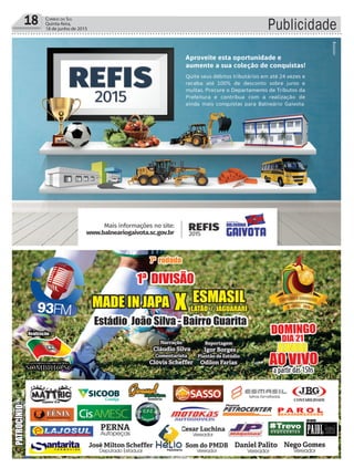 18 Correio do Sul
Quinta-feira,
18 de junho de 2015 Publicidade
 