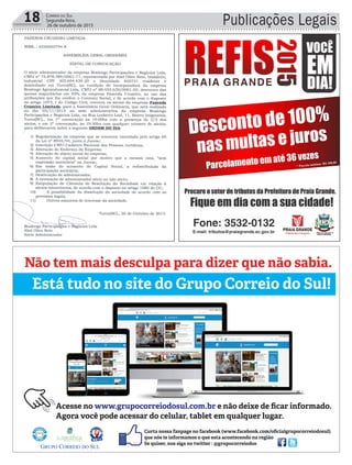 18 Correio do Sul
Segunda-feira,
26 de outubro de 2015 Publicações Legais
 