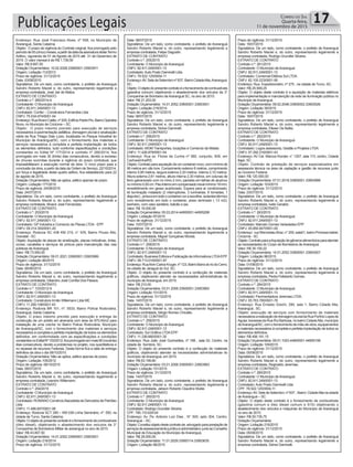 Endereço: Rua José Francisco Alves, nº 558, no Município de
Araranguá, Santa Catarina.
Objeto: O prazo de vigência do Contrato original, fica prorrogado pelo
períodode05(cinco)meses,apartirdadatadaassinaturadesteTermo
Aditivo, vigorando de 01 de Agosto de 2015 até 31 de Dezembro de
2015. O valor mensal é de R$ 1.739,50
Valor: R$ 8.697,50
Dotação Orçamentária: 10.02.2028.33900001.33903911
Origem: Licitação 112/2013
Prazo de vigência: 31/12/2015
Data: 03/08/2015
Signatários: De um lado, como contratante, o prefeito de Araranguá
Sandro Roberto Maciel e, do outro, representando legalmente a
empresa contratada, José Jair de Matos.
EXTRATO DE CONTRATO
Contrato n.º: 280/2014-4
Contratante: O Município deAraranguá
CNPJ: 82.911.249/0001-13
Contratado: Confer – Construtora Fernandes Ltda
CNPJ: 75.534.974/0001-54
Endereço:RuaAlvaroCatão,nº205,EdifícioPadrePio,BairroOperária
Nova, no Município de Criciúma – SC.
Objeto: O prazo máximo previsto para execução de serviços
necessários à pavimentação asfáltica, drenagem pluvial e sinalização
viária da Rua Thiago Dias Lúcio, localizada no Parque Industrial do
Município de Araranguá/SC, com o fornecimento dos materiais e
serviços necessários à completa e perfeita implantação de todos
os elementos definidos, tudo conforme especificações e condições
constantes no Edital Nº 177/2014 e contrato nº 280/2014, fica
prorrogado em mais 30 (trinta) dias consecutivos, devido a excesso
de chuvas ocorridas durante a vigência do prazo contratual, que
impossibilitaram a execução normal da obra. O novo prazo para a
conclusão da obra, a partir da data da Ordem de Serviço, 22/10/2014,
por força e legalidade deste quarto aditivo, fica estabelecido para 22
de agosto de 2015.
Dotação Orçamentária: Não se aplica, aditivo apenas de prazo.
Origem: Licitação 177/2015
Prazo de vigência: 24/08/2015
Data: 24/07/2015
Signatários: De um lado, como contratante, o prefeito de Araranguá
Sandro Roberto Maciel e, do outro, representando legalmente a
empresa contratada, Moacir José Fernandes.
EXTRATO DE CONTRATO
Contrato n.º: 253/2015
Contratante: O Município deAraranguá
CNPJ: 82.911.249/0001-13
Contratado: GP Indústria e Comercio de Placas LTDA- EPP
CNPJ: 09.314.355/0001-20
Endereço: Rodovia SC 438 KM 210, n° S/N, Bairro Pouso Alto,
Gravatal - SC
Objeto: Aquisição de placas de sinalização, placas indicativas, tintas,
cones, cavaletes e serviços de pintura para manutenção das vias
públicas deAraranguá.
Valor: R$ 73.950,00
Dotação Orçamentária: 09.01.2021.33900001.33903999
Origem: Licitação 66/2015
Prazo de vigência: 31/12/2015
Data: 06/06/2015
Signatários: De um lado, como contratante, o prefeito de Araranguá
Sandro Roberto Maciel e, do outro, representando legalmente a
empresa contratada, Giliandro José Corrêia Dos Passos.
EXTRATO DE CONTRATO
Contrato n.º: 153/2012-9
Contratante: O Município deAraranguá
CNPJ: 82.911.249/0001-13
Contratado: Construtora Irmão Willemann Ltda ME
CNPJ: 11.299.108/0001-43
Endereço: Rodovia BR 101, nº. 5533, Bairro Polícia Rodoviária,
Araranguá, Santa Catarina.
Objeto: O prazo máximo previsto para execução e entrega da
construção de um prédio em alvenaria com área de 870,45m2 para
instalação de uma creche no Bairro Policia Rodoviária, Município
de Araranguá/SC, com o fornecimento dos materiais e serviços
necessários à completa e perfeita implantação de todos os elementos
definidos, em conformidade com as especificações e condições
constantesnoEditalNº153/2012,ficaprorrogadoemmais90(noventa)
dias consecutivos, devido a problemas no projeto, nos quantitativos e
no repasse de recursos Federais. Desta forma fica a data de entrega
definitiva da obra o dia 08/10/2015.
Dotação Orçamentária: Não se aplica, aditivo apenas de prazo.
Origem: Licitação 105/2012
Prazo de vigência: 08/10/2015
Data: 08/07/2015
Signatários: De um lado, como contratante, o prefeito de Araranguá
Sandro Roberto Maciel e, do outro, representando legalmente a
empresa contratada, Leandro Willemann.
EXTRATO DE CONTRATO
Contrato n.º: 254/2015
Contratante: O Município deAraranguá
CNPJ: 82.911.249/0001-13
Contratado: ROMANO ComércioAtacadista de Derivados de Petróleo
Ltda.
CNPJ: 11.496.657/0001-08
Endereço: Rodovia SCT 285 – KM 038 Linha Seminário, nº. 550, na
cidade de Turvo, Santa Catarina.
Objeto:Oobjetodopresentecontratoéofornecimentodecombustíveis
(óleo diesel), objetivando o abastecimento dos veículos da 3°
Companhia de Bombeiros Militar de araranguá no ano de 2015.
Valor: R$ 43.807,50
Dotação Orçamentária: 14.01.2052.33900001.33903001
Origem: Licitação 216/2014
Prazo de vigência: 31/12/2015
Data: 08/07/2015
Signatários: De um lado, como contratante, o prefeito de Araranguá
Sandro Roberto Maciel e, do outro, representando legalmente a
empresa contratada, Felipe Dagostin.
EXTRATO DE CONTRATO
Contrato n.º: 255/2015
Contratante: O Município deAraranguá
CNPJ: 82.911.249/0001-13
Contratado:Auto Posto Daminelli Ltda
CNPJ: 78.522.125/0004-11
Endereço:AV.SetedeSetembronº837,BairroCidadeAlta,Araranguá,
SC.
Objeto:Oobjetodopresentecontratoéofornecimentodecombustíveis
(gasolina comum) objetivando o abastecimento dos veículos da 3°
Companhia de Bombeiro deAraranguá SC, no ano de 2015.
Valor: R$ 21.203,00
Dotação Orçamentária: 14.01.2052.33900001.33903001
Origem: Licitação 216/2014
Prazo de vigência: 31/12/2015
Data: 08/07/2015
Signatários: De um lado, como contratante, o prefeito de Araranguá
Sandro Roberto Maciel e, do outro, representando legalmente a
empresa contratada, Sidnei Daminelli.
EXTRATO DE CONTRATO
Contrato n.º: 256/2015
Contratante: O Município deAraranguá
CNPJ: 82.911.249/0001-13
Contratado: MGM Transportes, locações e Comercio de Metais
CNPJ: 11.426.879/0001-54
Endereço: Rua av. Flores da Cunha nº 580, conjunto, 609, em
Cachoeirinha/RS.
Objeto:Contratoparaaquisiçãodeumcontainernovo,commínimode
06 metros em vão livre. Comprimento externo 6 metros, comprimento
interno 5,95 metros, largura externa 2.20 metros. interna 2,10 metros.
Altura externa 2,61 metros, altura interna 2,30 metros, em colunas de
ferro galvanizado com no mino 2 mm, paredes em telhas de aluzinco
nomínimo0,55cm.Pisointernoemcompensadonavalmínimo18mm,
revestidimento em gesso acartonado. Espera para ar condicionado,
kit iluminação instalado (2 interruptores, 3 luminárias, 6 tomadas, 1
disjuntor),pinturaemtodoocontainercoraescolher,isolantestérmico
com revestimento em todo o container, pisso laminado ( 13 m2),
banheiro, com vaso sanitário, balcão e pia.
Valor: R$ 19.000,00
Dotação Orçamentária: 05.03.2014.44900001.44905299
Origem: Licitação 97/2015
Prazo de vigência: 31/12/2015
Data: 10/07/2015
Signatários: De um lado, como contratante, o prefeito de Araranguá
Sandro Roberto Maciel e, do outro, representando legalmente a
empresa contratada, Miguel Gonçalves Morais.
EXTRATO DE CONTRATO
Contrato n.º: 258/2015
Contratante: O Município deAraranguá
CNPJ: 82.911.249/0001-13
Contratado:BusinessEditoraePublicaçãodeInformativosLTDAEPP.
CNPJ: 08.713.019/0001-97
Endereço:RuaAlvinCarlosKruger,nº123,BairroBarradoriodoCerro,
na cidade de Jaraguá do Sul, SC.
Objeto: O objeto do presente contrato é a confecção de materiais
gráficos, objetivando atender as necessidades administrativas do
município deAraranguá, em 2015.
Valor: R$ 210,00
Dotação Orçamentária: 03.01.2008.33900001.33903963
Origem: Licitação 101/2015
Prazo de vigência: 31/12/2015
Data: 14/07/2015
Signatários: De um lado, como contratante, o prefeito de Araranguá
Sandro Roberto Maciel e, do outro, representando legalmente a
empresa contratada, Sérgio Romeu Chicatto.
EXTRATO DE CONTRATO
Contrato n.º: 259/2015
Contratante: O Município deAraranguá
CNPJ: 82.911.249/0001-13
Contratado: Sul Gráfica LTDAEPP
CNPJ: 11.336.680/0001-35
Endereço: Rua João José Guimarães, nº 188 , sala 02, Centro, na
cidade de Sombrio, SC.
Objeto: O objeto do presente contrato é a confecção de materiais
gráficos, objetivando atender as necessidades administrativas do
município deAraranguá, em 2015.
Valor: R$ 63.199,80
Dotação Orçamentária: 03.01.2008.33900001.33903963
Origem: Licitação 101/2015
Prazo de vigência: 31/12/2015
Data: 14/07/2015
Signatários: De um lado, como contratante, o prefeito de Araranguá
Sandro Roberto Maciel e, do outro, representando legalmente a
empresa contratada, Jabson Roberto Claudino Muller.
EXTRATO DE CONTRATO
Contrato n.º: 260/2015
Contratante: O Município deAraranguá
CNPJ: 82.911.249/0001-13
Contratado: Rodrigo Grundler Silveira
CPF: 785.110.629-04
Endereço: Av. Pe. Antonio Luiz Dias , N° 500, apto 304, Centro,
Araranguá – SC.
Objeto:Constituiobjetodestecontratode advogadoparaprestaçãode
serviçosdeassessoramentojurídicoeadministrativo juntoaoConselho
Municipal de Educação do Município deAraranguá,
Valor: R$ 29.000,00
Dotação Orçamentária: 11.01.2029.33900114.33903635.
Origem: Licitação 98/2015
Prazo de vigência: 31/12/2015
Data: 16/07/2015
Signatários: De um lado, como contratante, o prefeito de Araranguá
Sandro Roberto Maciel e, do outro, representando legalmente a
empresa contratada, Rodrigo Grundler Silveira.
EXTRATO DE CONTRATO
Contrato n.º: 261/2015
Contratante: O Município deAraranguá
CNPJ: 82.911.249/0001-13
Contratado: Comercial Elétrica Sul LTDA
CNPJ: 82.100.223/0001-95
Endereço: Rua Expedicionário, nº 275 , na cidade de Turvo, SC.
Valor: R$ 25.569,25
Objeto: O objeto deste contrato é a aquisição de materiais elétricos
para implementação e manutenção da rede de iluminação pública no
Município deAraranguá.
Dotação Orçamentária: 09.02.2046.33900002.33903026
Origem: Licitação 39/2015
Prazo de vigência: 31/12/2015
Data: 16/07/2015
Signatários: De um lado, como contratante, o prefeito de Araranguá
Sandro Roberto Maciel e, do outro, representando legalmente a
empresa contratada, Elieser De Bettio.
EXTRATO DE CONTRATO
Contrato n.º: 262/2015
Contratante: O Município deAraranguá
CNPJ: 82.911.249/0001-13
Contratado: Logos assessoria, Gestão e Projetos LTDA
CNPJ: 07.292.316/0001-43
Endereço: AV Cel. Marcos Konder, n° 1207, sala 113, centro, Cidade
Itajaí, SC
Objeto: Contrato de prestação de serviços especializados em
assessoria técnica na área de captação e gestão de recursos junto
ao Governo Federal.
Valor: R$ 120.000,00
Dotação Orçamentária: 07.01.2018.33900001.33903999
Origem: Licitação 103/2015
Prazo de vigência: 31/12/2015
Data: 23/07/2015
Signatários: De um lado, como contratante, o prefeito de Araranguá
Sandro Roberto Maciel e, do outro, representando legalmente a
empresa contratada, Ivete Geraldo.
EXTRATO DE CONTRATO
Contrato n.º: 263/2015
Contratante: O Município deAraranguá
CNPJ: 82.911.249/0001-13
Contratado: Marcelo Gomes Variedades EPP
CNPJ: 05.850.947/0001-05
Endereço: ruaWenceslauBraz,n°255,sala01,bairroPrincesaIsabel,
Criciúma - SC
Objeto:ContratoparaaAquisiçãodegênerosalimentíciosparaatender
as necessidades do Corpo de Bombeiros deAraranguá.
Valor: R$ 35.100,22
Dotação Orçamentária: 14.01.2052.33900001.33903007
Origem: Licitação 96/2015
Prazo de vigência: 31/12/2015
Data: 01/08/2015
Signatários: De um lado, como contratante, o prefeito de Araranguá
Sandro Roberto Maciel e, do outro, representando legalmente a
empresa contratada, Pedra Felisberto Gomes.
EXTRATO DE CONTRATO
Contrato n.º: 264/2015
Contratante: O Município deAraranguá
CNPJ: 82.911.249/0001-13
Contratado: Pavimentadora Jeremias LTDA.
CNPJ: 05.763.785/0001-78
Endereço: Rua Ernesto Grechi, 290, sala 1, Bairro Cidade Alta,
Araranguá , SC.
Objeto: execução de serviços com fornecimento de materiais
necessáriosarealizaçãodedrenagempluvialdaRuaPorfírioLopesde
Aguiar, travessia da Rua Rui Barbosa, no bairro CidadeAlta, município
deAraranguá/SC,comofornecimentodemão-de-obra,equipamentos
e materiais necessários à completa e perfeita implantação de todos os
elementos definidos.
Valor: R$ 406.191,15
Dotação Orçamentária: 09.01.1003.44900001.44905199
Origem: Licitação 109/2015
Prazo de vigência: 31/12/2015
Data: 05/08/2015
Signatários: De um lado, como contratante, o prefeito de Araranguá
Sandro Roberto Maciel e, do outro, representando legalmente a
empresa contratada, Reginaldo Jeremias.
EXTRATO DE CONTRATO
Contrato n.º: 265/2015
Contratante: O Município deAraranguá
CNPJ: 82.911.249/0001-13
Contratado:Auto Posto Daminelli Ltda
CPF: 78.522.125/0004-11
Endereço:AV.SetedeSetembro nº837, Bairro:CidadeAltanacidade
deAraranguá – SC
Objeto: O objeto deste contrato é o fornecimento de combustíveis
(gasolina comum e óleo diesel comum e S10) objetivando o
abastecimento dos veículos e máquinas do Município de Araranguá
no ano de 2015.
Valor: R$ 50.735,75
Dotação Orçamentária:
Origem: Licitação 216/2015
Prazo de vigência: 31/12/2015
Data: 05/08/2015
Signatários: De um lado, como contratante, o prefeito de Araranguá
Sandro Roberto Maciel e, do outro, representando legalmente a
empresa contratada, Sidnei Daminelli.
Publicações Legais 17Correio do Sul
Quarta-feira,
11 de novembro de 2015
 