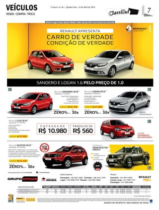 7Correio do Sul, Quinta-feira, 14 de abril de 2016
7VENDA-COMPRA-TROCA
VEÍCULOS
 