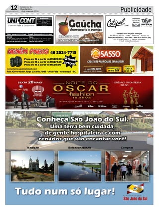 12 Correio do Sul
Quarta-feira,
18 de maio de 2016 Publicidade
 