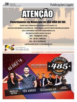 Publicações Legais20 Correio do Sul
Quarta-Feira,
23 de novembro de 2016
 
