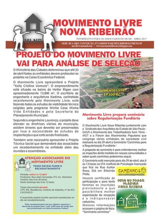 Jornal do Movimento Livre Nova Ribeirão - abril de 2017