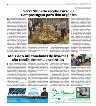 4
Serra Talhada recebe curso de
Compostagem para lixo orgânico
Mais de 5 mil toneladas de lixo/mês
são recolhidos em Juaze...
