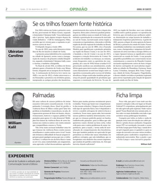 OPInIÃO 
2 goiás, 22 de dezembro de 2011 JORNAL DO SUDESTE 
se os trilhos fossem fonte histórica 
Em 1824, entrou em Goiás o primeiro carro 
de boi, proveniente de Minas Gerais, segundo 
o historiador Ubirajara Galli: “essa informação 
não é precisa. Após alguns tempos depois da 
vinda defi nitiva - 1726 do Anhanguera, Filho, 
acredito que já vieram para a capitania os pri-meiros 
carros de bois”. 
O telégrafo chegou a Goiás 1891. 
No ano de 1925, uma carta demorava trinta 
dias do Rio de Janeiro à cidade de Goiás. 
A primeira usina hidrelétrica foi construída 
na cidade de Ipameri, assim como a inaugu-ração 
do cinema e do primeiro estúdio fotográf-ico, 
segundo o historiador Ubirajara Galli, como 
o cinema, e também a fotografi a. 
No fi nal do século XIX, os trilhos de ferros 
adentra quase a fronteira de Goiás com Minas 
Gerais, chegando ate as margens do rio Paranaí-ba. 
A continuação da ferrovia teve inicio em 
1929, e no ano de 1912, a linha atravessava o 
rio Paranaíba e penetrava em território goiano, 
margeando as antigas picadas das bandeiras, 
posteriormente dos carros de bois e depois dos 
tropeiros. Bern antes a ferrovia paulista prolon-garam 
seu trilhos rumo as estado de Goiás, per-mitindo 
a penetração da economia de mercado 
ao sul de Goiás, incentivando nesta região a 
economia as exportadoras, colocando a referida 
região da divisão regional do trabalho no Brasil. 
Foi assim, que no ano de 1904, cria a Fazenda 
Modelo para aperfeiçoar a produção primária 
na região da futura Urutaí, e no ano de 1911, 
e fundada a vila de Urutaí e no ano de 1913, 
inaugura a estação ferroviária de Urutaí. Os 
acidentes de trabalho e as doenças, no entanto, 
eram frequentes entre os operários da com-panhia, 
ate o ano de 1910, foram aviadas 8.157 
prescrições medicas nos atendimentos, sendo 
20 dos quais para intervenções cirúrgicas. Bern 
como diariamente aconteciam brigas entre os 
operários ocasionadas pelo excesso de bebidas 
alcoólicas e brigas motivadas também pela pre-sença 
de grande quantidade de prostitutas que 
seguiam a construção da ferrovia. No ano de 
1915, na região de Ouvidor, ouve um violento 
confl ito entre a polícia goiana e os operários da 
ferrovia, que reivindicavam melhores salári-os, 
diminuição na carga horaria de trabalho e 
tratamento respeitoso pela ferrovia. A partir de 
1921, passou a dispor de urna agencia do banco 
do Brasil, a primeira do estado de Goiás. Foram 
consolidadas indústrias com instalações moder-nas, 
como, charqueadas e máquinas de benefi - 
ciamento de arroz movidas a energia elétrica ou 
a vapor. Ipameri tornou-se signifi cativo sendo 
comercial no estado de Goiás. A sua posição 
geográfi ca possibilitou aos comerciantes locais 
controlassem o comercio do Planalto Central, 
enviando regularmente carros de bois e tropas 
de burros carregados de mercadorias impor-tadas 
as cidades de Planaltina, Formosa, Santa 
Luzia, Cristalina, Jaraguá, Bela Vista, Campi-nas, 
cidade de Goiás, Porangatu e Niquelândia, 
e dessas cidades enviados os produtos regionais 
para serem exportados pela estação de Ipameri 
quando ainda era fi m de linha. 
Palmadas Ficha limpa 
Há uma cultura de nossos políticos de tratar 
assuntos relevantes casuisticamente. A lei da 
palmada é exemplo disso. Qual lei proíbe a 
violência física de fi lhos contra pais? Que leis 
proíbem os bombados e musculosos, ou não, de 
espancarem pessoas de bem em boates, shows, 
restaurantes, botecos e espaços públicos? Ha 
punições para quem vê e não denuncia? Múlti-plas 
leis tratam da violência física de seres hu-manos 
uns contra os outros e ate contra animais 
que compartilham conosco a Terra. 
Não seria mais racional trabalhar uma lei 
que tratasse da violência física contra nossos 
semelhantes e contra outros seres vivos? Assim 
não teríamos a difi culdade de buscar amparo le-gal 
para punir qualquer pessoa que use a violên-cia 
física. A cultura do uso da forca física e inata 
ao ser vivo, uma contrariedade, um xingamento, 
uma agressão verbal desencadeiam agressões 
físicas para muitas pessoas socialmente pouco 
evoluídas. Temos que banir esse comportamen-to 
das nossas relações. Chegou a hora de punir 
todo tipo de agressão física. Isso é degradante e 
revive o modelo selvagem de sobrevivência e 
existência. Nesse rumo, quem sabe, brevemente 
nossos políticos também determinarão o tem-po 
que as crianças poderão gastar no banho, 
estabelecerão punições para os fi lhos que não 
quiserem comer, dormir na hora certa, voltar 
cedo para casa e outros problemas de suma im-portância 
para a nação...! nessa onda de mor-alização 
do comportamento dos brasileiros, 
bem que também poderia ser aprovada lei que 
permitisse ao eleitor dar umas chineladas em 
políticos corruptos, que não trabalham, que se 
locupletam com dinheiro dos nossos impostos, 
que mudam de partido a toda hora, etc. Sera que 
haveria chinelo sufi ciente? 
Escritor e empresário 
Jornal do sudeste e editado pela 
comunicação social e editora 
Diretora/Editor: divina neuza de queiroz 
registro Profissional 571/.0478v/dF 
Diretor Comercial: Jack Fidellys 
Gerente de Projetos: rosemeire 
alves Martins 
Programação Gráfi ca: rosana Borges de 
sousa/lucas Mozaniel da silva 
Publicitário: Felipe da silva Marques 
Fones para contato: 
(64) 3461-1852 / (64) 9935-5117 e 
(61) 9962-7392 
Site:www.jornaldosudeste.com.br 
E-mail: jornaldosudeste@hotmail.com 
Endereço: rua Francisco souza lobo, 
n° 62-a Pires do rio/go 
Agências Colaboradoras: agecon, 
agência Brasil e agência Brasília 
Colaboradores: edio gregório, hilda vieira. 
ubiratan 
carolino 
William 
kalil 
Escritor 
EXPEDIENTE 
Puxa vida, que país é esse onde um dos 
maiores corruptos volta a ter lugar no Senado 
Federal? É vergonhoso, principalmente por 
ter sido aprovado pelo supremo. Onde vamos 
parar? Nosso Brasil não tem mesmo jeito, es-tou 
cada vez mais desiludido com tudo o que 
acontece nessa politicagem brasileira. 
Campeia por todos os lados e nada de 
punição seria como devolução aos cofres pú-blicos 
e prisão desses meliantes. Enquanto 
nosso STF vai enrolando, trocando o nome 
de Ficha Limpa para Ficha Suja, e ainda deve 
ser pré-requisito para o Legislativo e para os 
cargos do executivo em seus vários escalões, 
sobrando para o judiciário o nepotismo e a 
submissão mercenária. Mas a piada e que 
o Ficha Limpa e uma iniciativa popular. 
William Kalil 
as matérias assinadas são de responsabilidade de 
seus autores. é proibida a reprodução do conteúdo 
desta página em qualquer meio de comunicação 
eletrônico ou impressa, sem autorização. 
 
