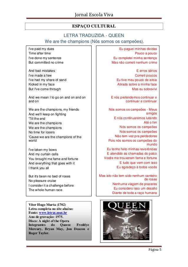 Queen We Are The Champions Letra En Español