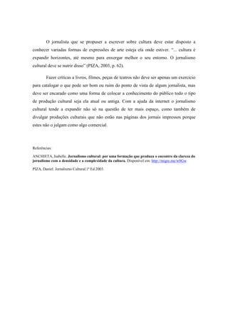 Jornalismo cultural - Democrático e Colaborativo