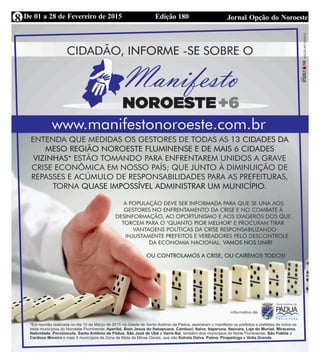 Edição 180 Jornal Opção do NoroesteDe 01 a 28 de Fevereiro de 20158
 