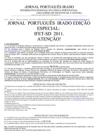 Jornal portugues irado edição especial ifet 2011