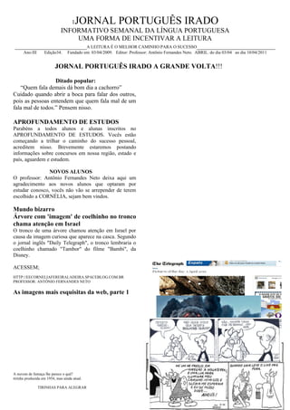Jornal Português Irado informativo semanal da língua portuguesa