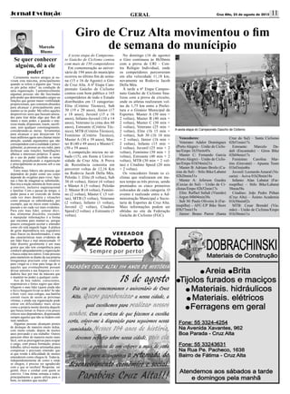jornal evolução Cruz Alta, 25 de agosto de 2015 11Geral
Certamente muitos amigos já ou-
viram esta máxima, principalmente
quando se refere a alguém que “troca
os pés pelas mãos” na condução de
uma organização. Lamentavelmente
algumas pessoas são tão fascinadas
pelo poder que determinados cargos ou
funções que geram maior visibilidade
proporcionam, que cometem absurdos
para alcançar e principalmente para
manter-se no poder. Me refiro aqueles
desprezíveis seres que buscam amiza-
des para tirar delas algo que lhes dê
status e mais poder, e quando o inte-
resse muda, dispensam, traem, sacrifi-
cam, sem qualquer constrangimento,
considerando-as meras ferramentas
para alcançar o que desejavam. Os
mais ardilosos agem sem chamar muito
atenção, usando argumentos que não
correspondem com a realidade e princi-
palmente, as pessoas ao seu redor, para
disfarçar suas traições, humilhações
alheias e interesses próprios. É quan-
do o uso do poder recebido se torna
doentio, prejudicando a organização
e principalmente as pessoas sob a sua
influência.
Estes maus líderes são pessoas que
dependem do poder como seu corpo
depende do oxigênio para viver. Ape-
nas o fato de imaginar-se substituído,
lhes tira a noção mínima de bom senso
e convívio, inclusive organizacional
e familiar. Com o passar do tempo, o
poder passa a ser exercido de forma
cada vez mais doentia e situações
como ameaçar os subordinados, por
exemplo, que no início eram veladas,
passam a ser cada vez mais evidentes.
Para este mau líder, semear dúvi-
das, alimentar discórdia, esconder
e manipular informações é a forma
que encontra para manter-se, porque
poucos conseguem aceitar e entender
como ele está naquele lugar. A prática
de gerar dependência nos seguidores
mais fracos ou desinformados, é uma
das características mais evidentes de
um líder fraco e mal intencionado. O
líder doentio geralmente é um mau
gestor que não tem competência para
conduzir adequadamente a organização
e busca culpa nos outros. Estas pessoas
para manterem-se diante da sua própria
insegurança precisam criar cenários
para vingar-se e tirar para longe de si
aqueles que eventualmente possam
deixar amostra a sua fraqueza e a ver-
dadeira face por traz da máscara que
o mantém no poder a qualquer custo.
Aos de boa índole, conscientes,
responsáveis e fortes sugiro que iden-
tifiquem o mau líder (quem ainda não
o fez) e busquem livrar-se dele! Se não
o fizer, você, seus colegas, sua família
correm riscos de serem as próximas
vítimas, e ainda sua organização pode
entrar em dificuldades mais sérias
como a própria mente doentia daquele
que busca tornar os fracos e/ou pouco
críticos seus dependentes, dispensando
sempre aqueles que não se iludem com
suas sandices.
Algumas pessoas alcançam postos
de destaque de maneira muito árdua,
com muito estudo, depois de muitos
anos provando o seu trabalho. Outros
parecem obter de maneira muito mais
fácil, sem as prerrogativas para ocupar
o cargo, com pouca formação, pouco
trabalho, talvez muitas artimanhas para
compensar e precisam entender que
aí que reside a dificuldade de muitos
entenderem como chegou lá. Todavia,
independentemente de como e onde
se chegou, é preciso ser agradecido
com o que se recebeu! Respeitar, ser
gentil, ético e cordial com quem se
convive. Uma ótima semana a todos,
principalmente a quem utiliza para o
bem, os talentos que recebe!
Giro de Cruz Alta movimentou o fim
de semana do munícipio
A sexta etapa do Campeona-
to Gaúcho de Ciclismo contou
com mais de 150 competidores
Em comemoração ao aniver-
sário de 194 anos do município
ocorreu no último fim de sema-
na (15 e 16 de Agosto) o Giro
de Cruz Alta. A 6ª Etapa Cam-
peonato Gaúcho de Ciclismo
contou com bom público e 165
competidores de todo o Estado
distribuídos em 13 categorias:
Elite (Critério Técnico), Sub
30 (19 e 29 anos), Júnior (17
e 18 anos), Juvenil (15 e 16
anos), Infanto-Juvenil (10 e 14
anos), Veterano (a cima dos 60
anos), Estreante (Critério Téc-
nico), MTB (Critério Técnico),
Feminino (Critério Técnico),
Master A (30 e 39 anos), Mas-
ter B (40 e 49 anos) e Master C
(50 e 59 anos).
A competição iniciou no sá-
bado (15), em frente à Univer-
sidade de Cruz Alta. A Prova
de Resistência consistia em
percorrer voltas de 12,16 Km
na Rodovia Jacob Della Méa.
Pelotão 1: Elite (8 voltas), Sub
30 (6 voltas), Júnior (4 voltas)
e Máster A (5 voltas). Pelotão
2: Máster B (4 voltas), Femini-
no (2 voltas), Máster C (3 vol-
tas), MTB (3 voltas), Veterano
(2 voltas), Infanto (1 voltas),
Juvenil (2 voltas), Citadino
Speed (2 voltas) e Estreante (3
voltas).
A sexta etapa do Campeonato Gaúcho de Ciclismo
No domingo (16 de agosto)
o Giro continuou às 8h30min
com a prova de CRI - Con-
tra Relógio Individual, onde
os competidores percorreram
em alta velocidade 11,18 km,
novamente na Rodovia Jacob
Della Méa.
À tarde a 6ª Etapa Campeo-
nato Gaúcho de Ciclismo fina-
lizou com a prova de circuito,
onde os atletas realizaram vol-
tas de 1,75 km entre a Prefei-
tura e o Ginásio Municipal de
Esportes. Master A (50 min +
2 voltas), Master B (40 min +
2 voltas), Master C (30 min +
2 voltas), Veterano (25 min +
2 voltas), Elite (1h 15 min +
2 voltas), Sub 30 (1h 10 min
+ 2 voltas), Júnior (1h min +
2 voltas), Infanto (15 min +
2 voltas), Juvenil (25 min + 2
voltas), Feminino (30 min + 2
voltas), Estreante (40 min + 2
voltas), MTB (30 min + 2 vol-
tas) e Citadino Speed (20 min
+ 2 voltas).
Os vencedores foram os ci-
clistas que realizaram em me-
nos tempo as três provas, sendo
premiados os cinco primeiros
colocados de cada categoria. O
evento é realizado entre a Ad-
ministração Municipal e Secre-
taria de Esportes de Cruz Alta.
Mais informações podem ser
obtidas no site da Federação
Gaúcha de Ciclismo (FGC).
Se quer conhecer
alguém, dê a ele
poder!
Vencedores:
Veterano: Adalor Domingues
(PortoAlegre) – União de Ciclis-
tas/Empo 1h35min45s
Master C: Fernando Garcia
(PortoAlegre) – União de Ciclis-
tas/Empo 01h54min21s
Master B: Adriano Broilo (Ca-
xias do Sul) – Stilo Bike/Labatut
02h26min31s
Master A: Jeferson Guedes
(Caxias do Sul) – União de Ci-
clistas/Empo 02h52min17s
Elite: Raffael Safadi (Viamão)
– Argon 04h04min38s
Sub 30: Paulo Oliveira Jr (Far-
roupilha) - AFC-UP Bike Store
03h37min15s
Júnior: Bruno Parror (Santa
Marcelo
Blume
Cruz do Sul) – Santa Ciclismo
02h51min17s
Estreante: Marcelo Da-
dalt (Encantado) – Giros Bike
02h04min17s
Feminino: Carolina Mar-
tins (Gravataí) – Apuana Team
01h43min46s
Juvenil: LeonardoAmaral (Va-
caria) – Aciva 01h28min18s
Infanto: Alan Labatut (Far-
roupilha) – Stilo Bike/Labatut
58min58s
Citadino: João Pedro Pithan
(Cruz Alta) – Ânimo Academia
01h30min02s
MTB: Cesar Brendel (Via-
mão) – União de Ciclistas/Empo
01h38min11s
 