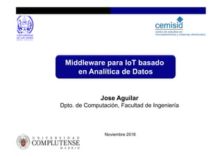 Middleware para IoT basado
en Analítica de Datos
Jose Aguilar
Dpto. de Computación, Facultad de Ingeniería
Noviembre 2018
 