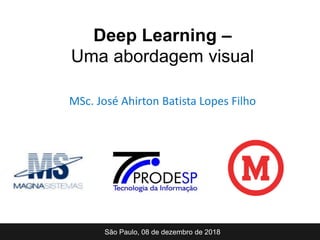 MSc. José Ahirton Batista Lopes Filho
São Paulo, 08 de dezembro de 2018
Deep Learning –
Uma abordagem visual
 