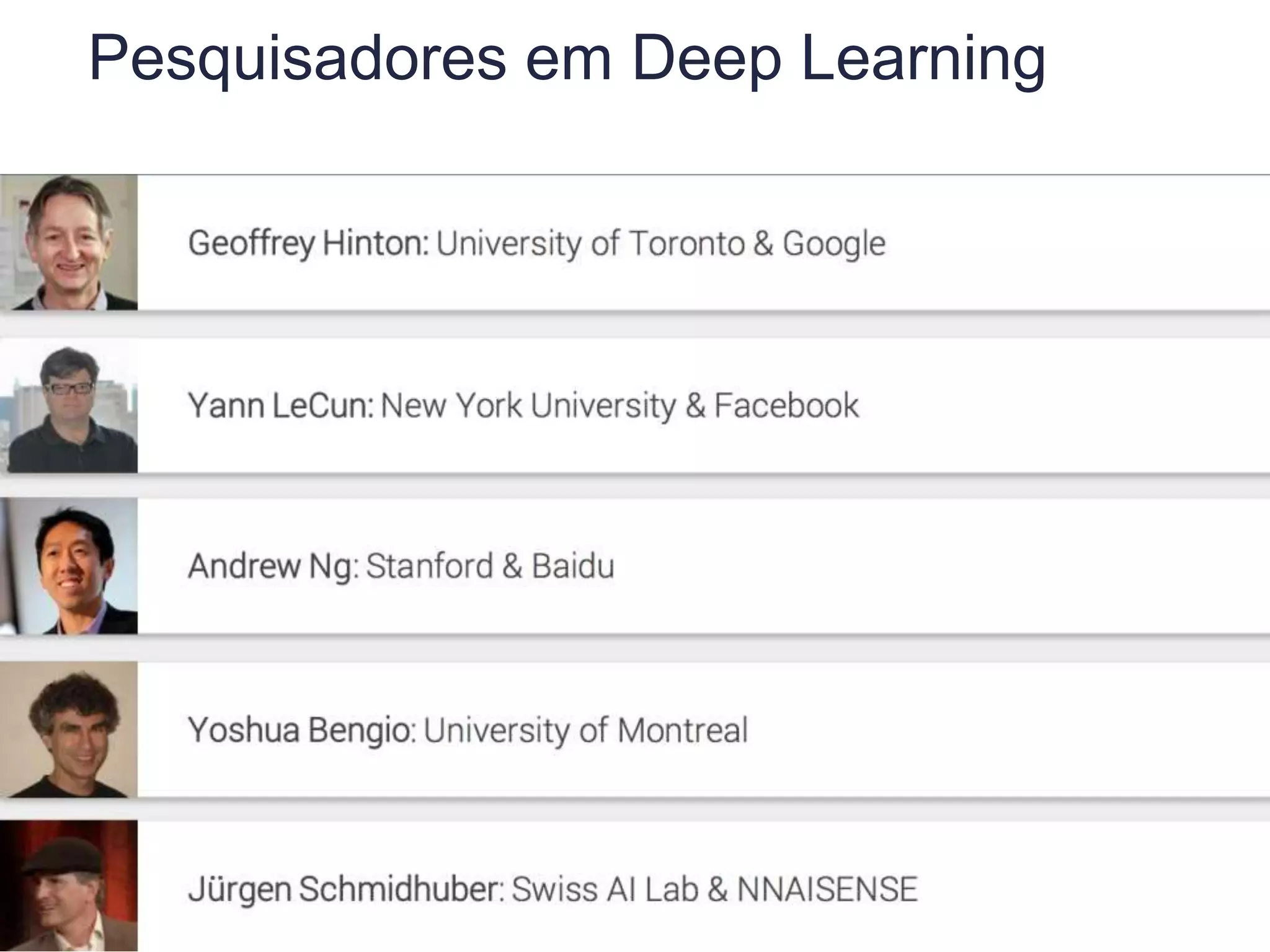 Pesquisadores em Deep Learning
 
