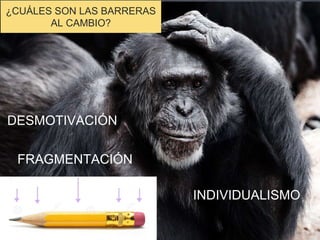 INDIVIDUALISMO
FRAGMENTACIÓN
DESMOTIVACIÓN
¿CUÁLES SON LAS BARRERAS
AL CAMBIO?
 