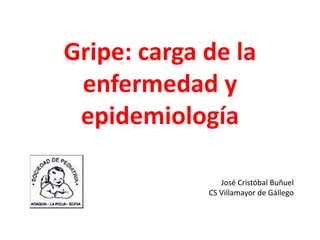 Gripe: carga de la
enfermedad y
epidemiología
José Cristóbal Buñuel
CS Villamayor de Gállego
 