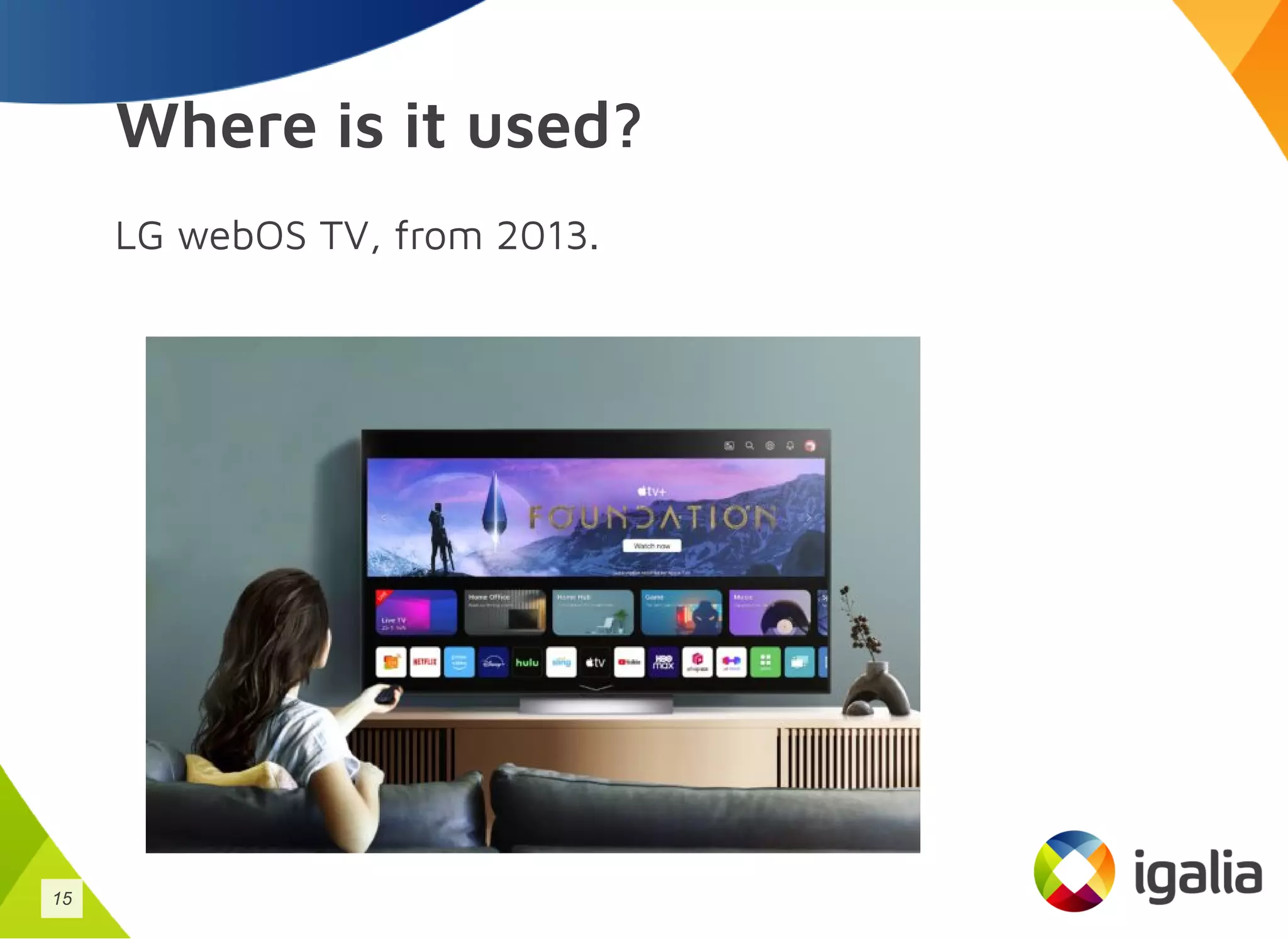 Where is it used?
LG webOS TV, from 2013.
15
 